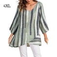 thumbnail image 1 of Sonducket Camiseta de mujer Blusa suelta de manga larga Top de rayas con cuello en V de otoño Prendas para la parte del cuerpo Verde 4XL Sonducket AP003137-23, 1 of 4