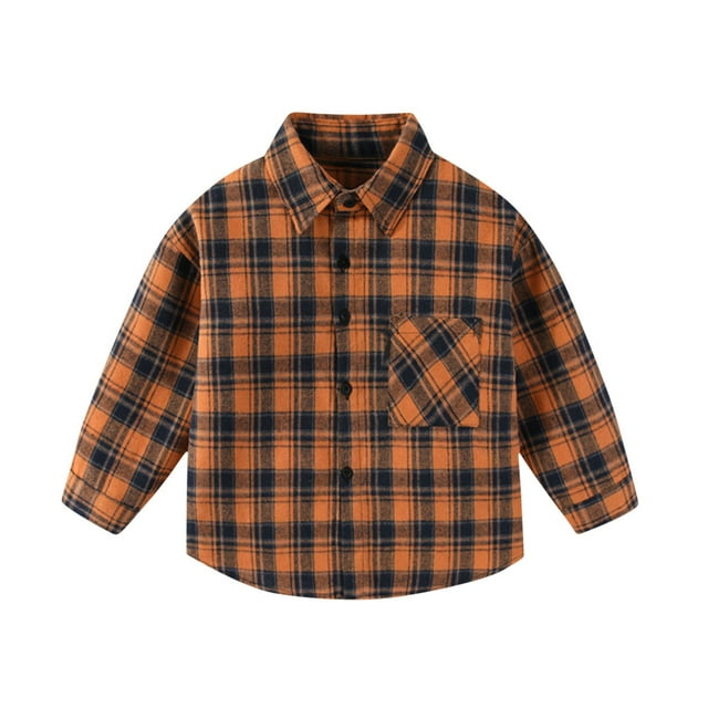 Tranfacy Chemises à Carreaux à Boutons pour Enfants à Manches Longues Col Rabattu Manteau d'Automne et Couche de Base