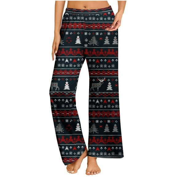 SnZhen Long Pants for Women Leisure Comfy Women's Christmas Straight Casual Fashion Printed Pyjamas and Trousers Multicolor XXL
