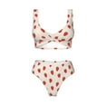 thumbnail image 4 of Rocae Hand Drawn Strawberry for Bikini Set for Women Two Piece Sexy High Swimsuits Split Crossover Bikini, 4 of 9