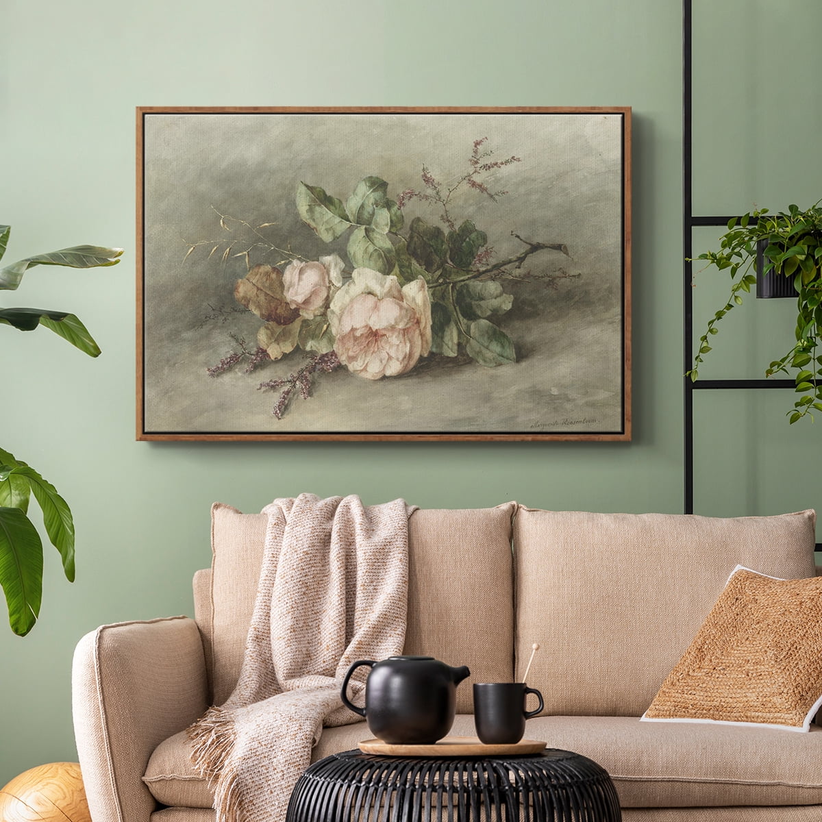 Vintage Botanical Print-XXXVII By Wexford Home Framed in Walnut Wood Gallery Wrapped Canvas 17 in. x 25 in.