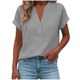 thumbnail image 5 of Dxzfnsa Womens Linen Shirts Short Sleeve Button Down Shirts Casual Vacation Beach Summer Tops Cowgirl Western Concert Outfits S-2XL, 5 of 7
