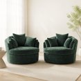 thumbnail image 3 of BRILHAMEZ Modern Oversized 360° Swivel Accent Chair, Lambswool Fabric Round Cuddle Chair Single Sofa Lounge Chair for Living Room, Green, 3 of 9
