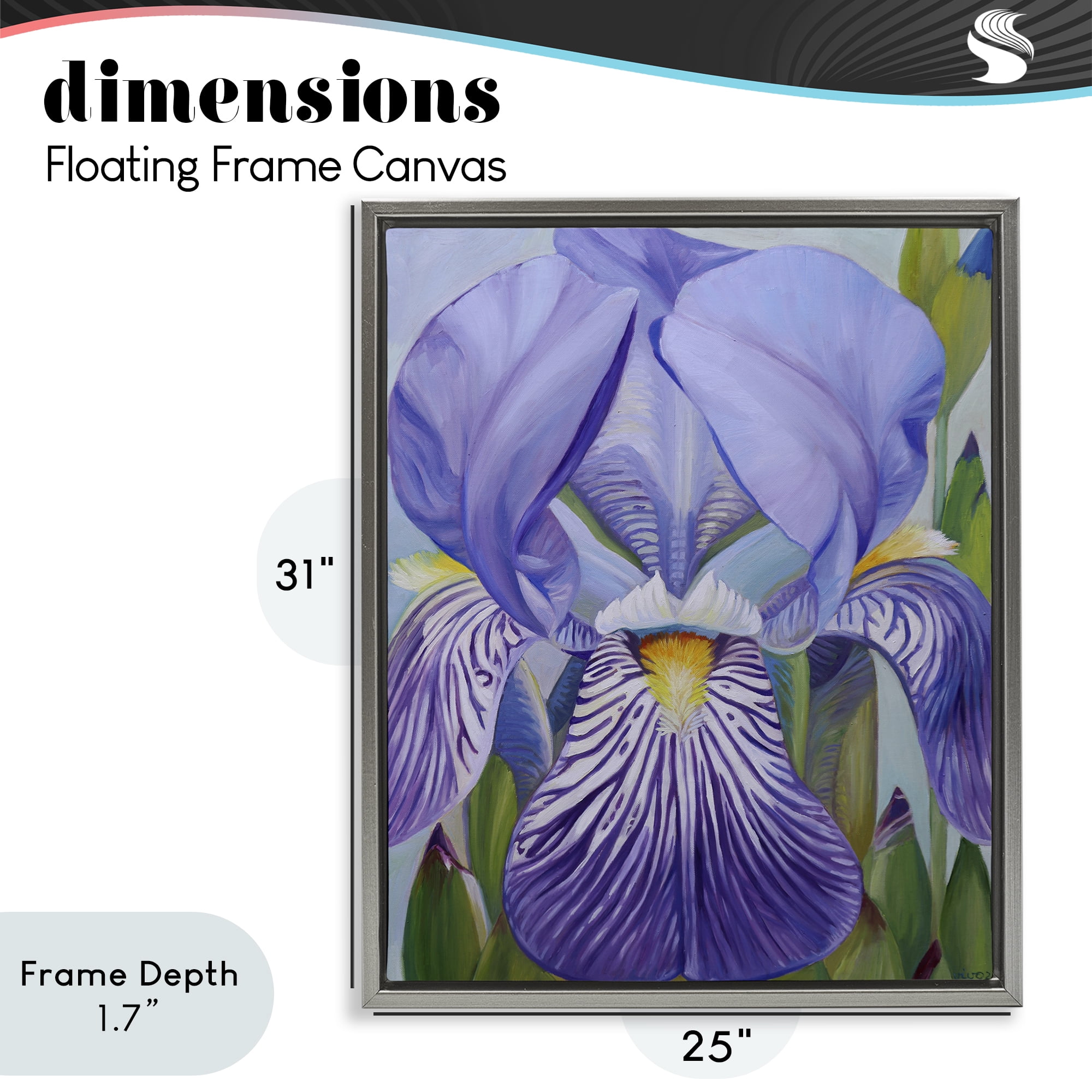 Stupell Industries Blooming Purple Iris Petals Gray Framed Floater Canvas Wall Art, design by Violeta Vollmer