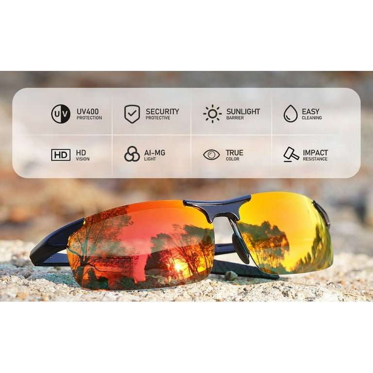 AABV Polarized Sport Sunglasses for Men and Women, Ideal for Driving  Fishing Cycling and Running,UV Protection-Orange 