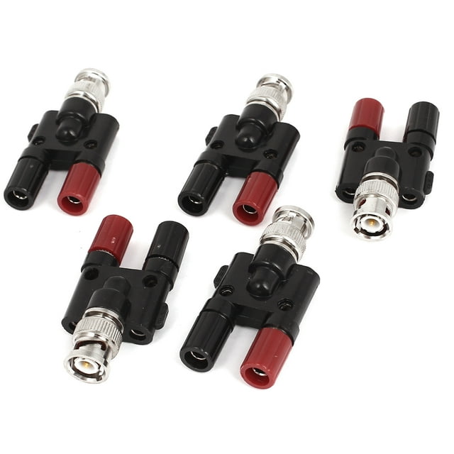 Adaptador de conector coaxial de 5 piezas BNC macho a dos jacks hembra de banana dual