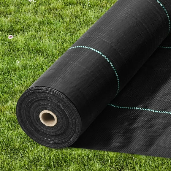 Professional Weed Barrier Fabric 6x100FT, Black Woven PP Landscape Fabric – Durable Garden Weed Mat for Ground Cover & Driveway
