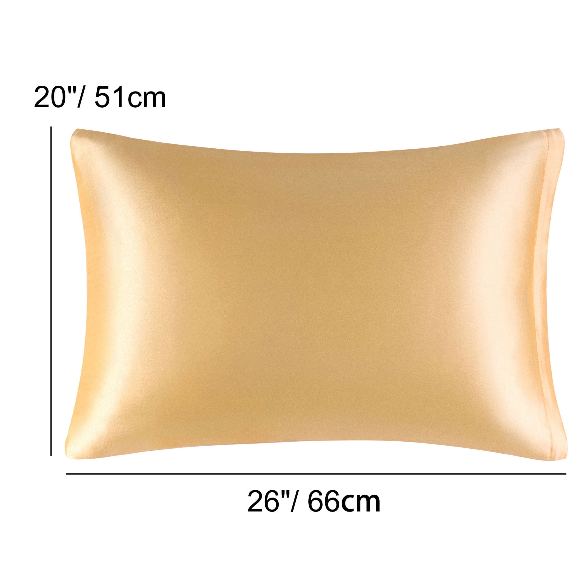 Unique Bargains Satin Set of 2 Zipper Closure Pillowcases Gold 20"x26"