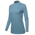 thumbnail image 2 of A2Y Women's Basic Solid Soft Cotton Long Sleeve Mock Neck Top Shirts Titanium M, 2 of 5