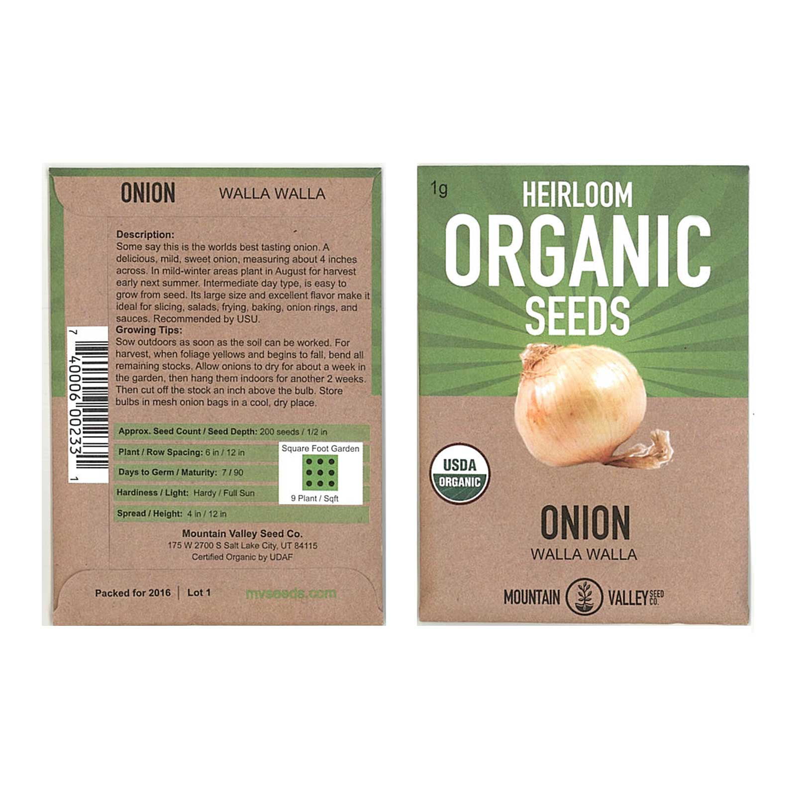 ORGANIC HEIRLOOM VEGETABLE GARDENING WALLA WALLA ONION GARDEN SEEDS NON-GMO 