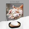 thumbnail image 4 of Sleek Matte Black Soap Dish with Bamboo Base - Polyresin Soap Tray for Sophisticated Decor, 4 of 7