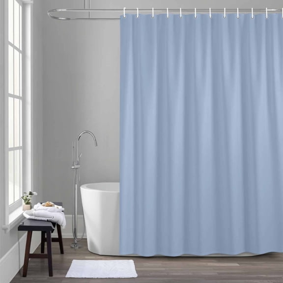Light Blue 48x72 Inches Waterproof Shower Curtain, Solid Color Bath Curtain Set with 12 Hooks Washable Shower Curtains for Bathroom Bathtub Decor