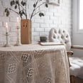 thumbnail image 3 of Cotton Linen Geometric Tablecloth Plaid,Crochet Vintage Beige Fringe Rectangle Tablecloth for Kitchen Dining Room, Party, Holiday, Festival, 3 of 8