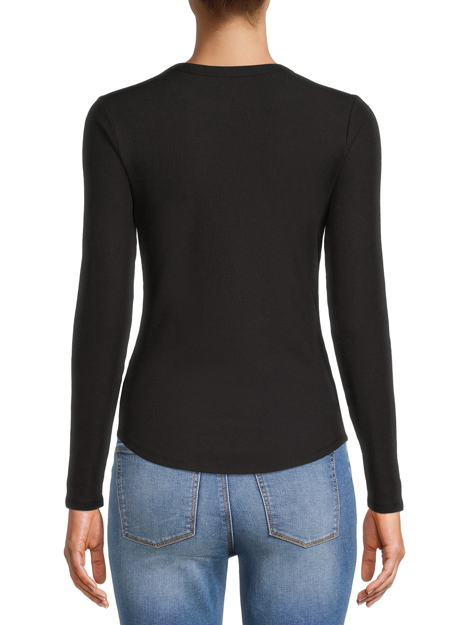 No Boundaries Ribbed Crewneck Long Sleeve T-Shirt (Women's)