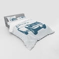 thumbnail image 3 of Ambesonne Retro Bedding Set 3 Pcs, Vintage Car Silhouette Art, Twin XL, Slate Blue and Pale Blue, 3 of 3