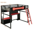 thumbnail image 2 of Harper & Bright Designs Full Size Gaming Loft Bed with Desk and Storage Shelves, Full Wood Low Loft Bed Frame with LED Lights, USB Ports and Pegboard, Black+Red, 2 of 18