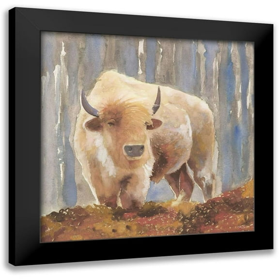 Stellar Design Studio 12x12 Black Modern Framed Museum Art Print Titled - White Buffalo