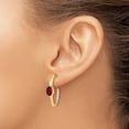 thumbnail image 2 of Auriga Fine Jewelry 14K Yellow Gold Oval Created Ruby and Diamond J-Hoop Earrings for Women, 2 of 6