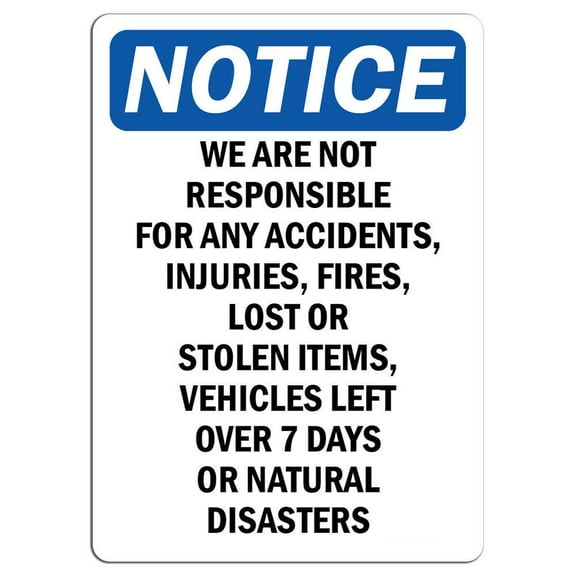 Vinyl Stickers - Notice - Notice We are Not Responsible for Accidents Sign - Safety and Warning Warehouse Signs Stickers - 3.5" x 5" - 3 Pack