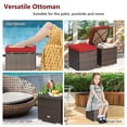 thumbnail image 6 of 2PCS Patio Rattan Ottoman Seat Storage Box Red, 6 of 8