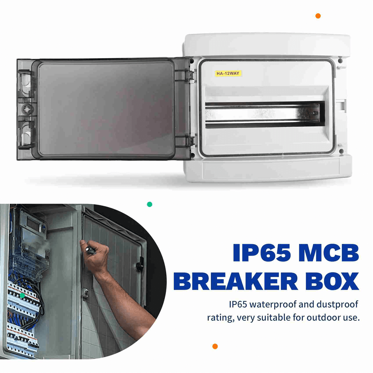 HA Series Junction Box 12WAY PC IP65 Waterproof Distribution Box Outdoor Plastic Electrical for Circuit Breaker