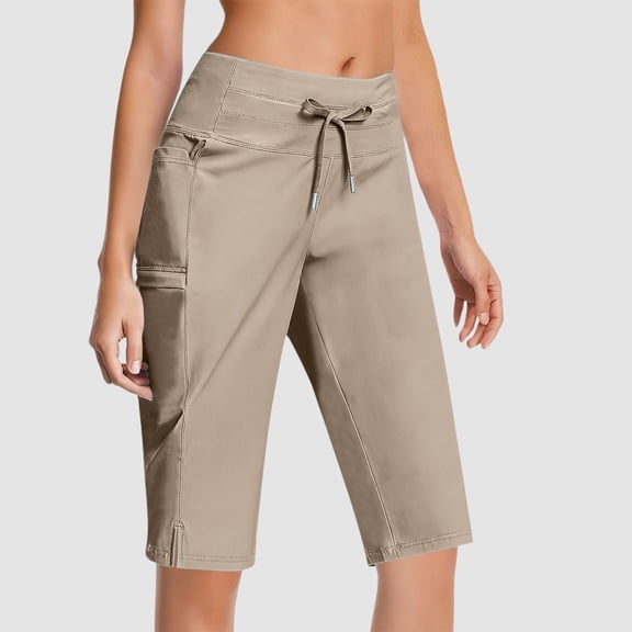 Holzkary Womens Capris with Pockets Loose Fit Casual Capri Pants Dressy Lightweight Ladies Baggy Cargo Pants for Hiking Capris Cargo Pants Summer Hiking Pants Lightweight Outdoor Quick Dry Pants