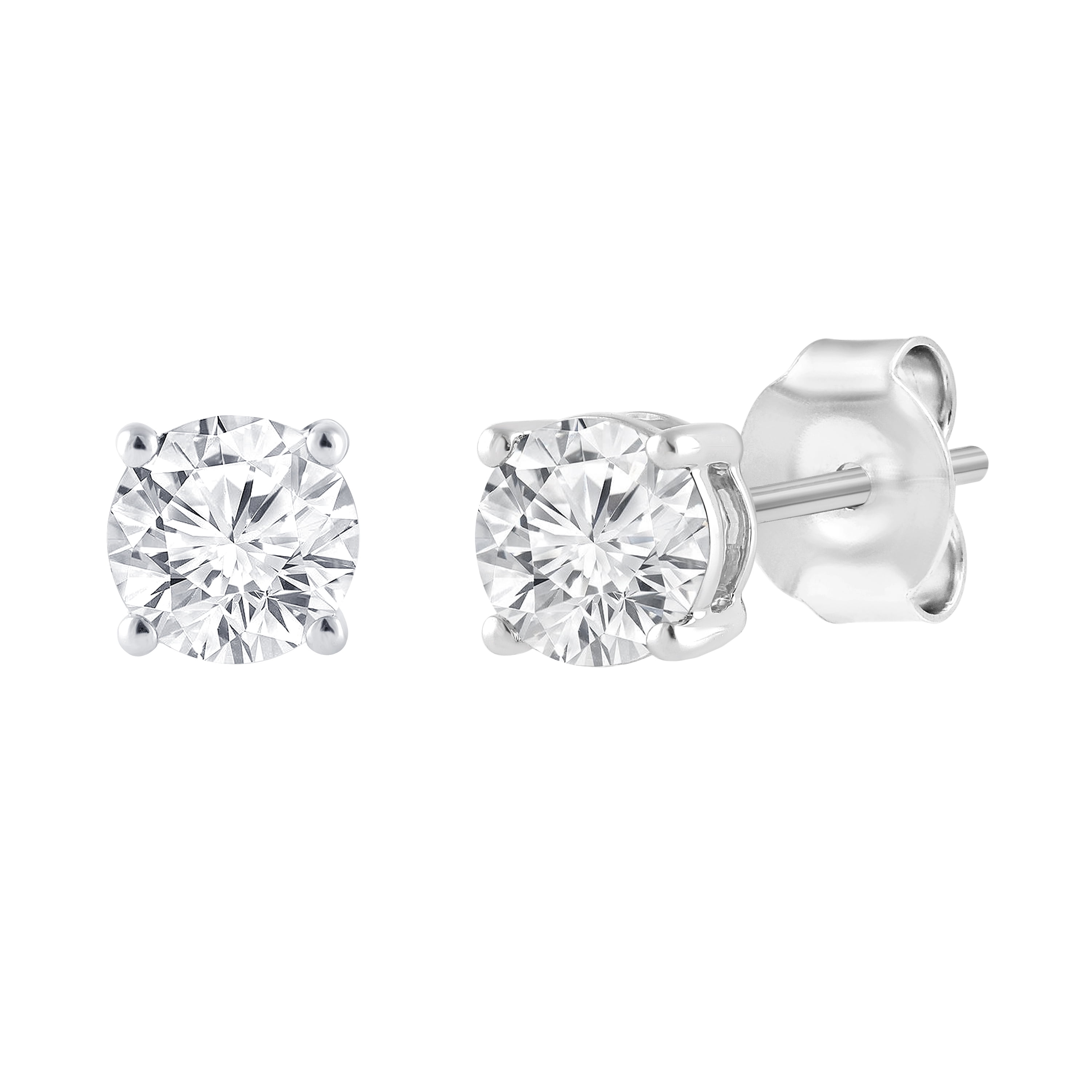 Unique Moments 1 Ct Round Lab Grown Diamond Stud Earrings in 10K White Gold for Women (J, SI-I1)