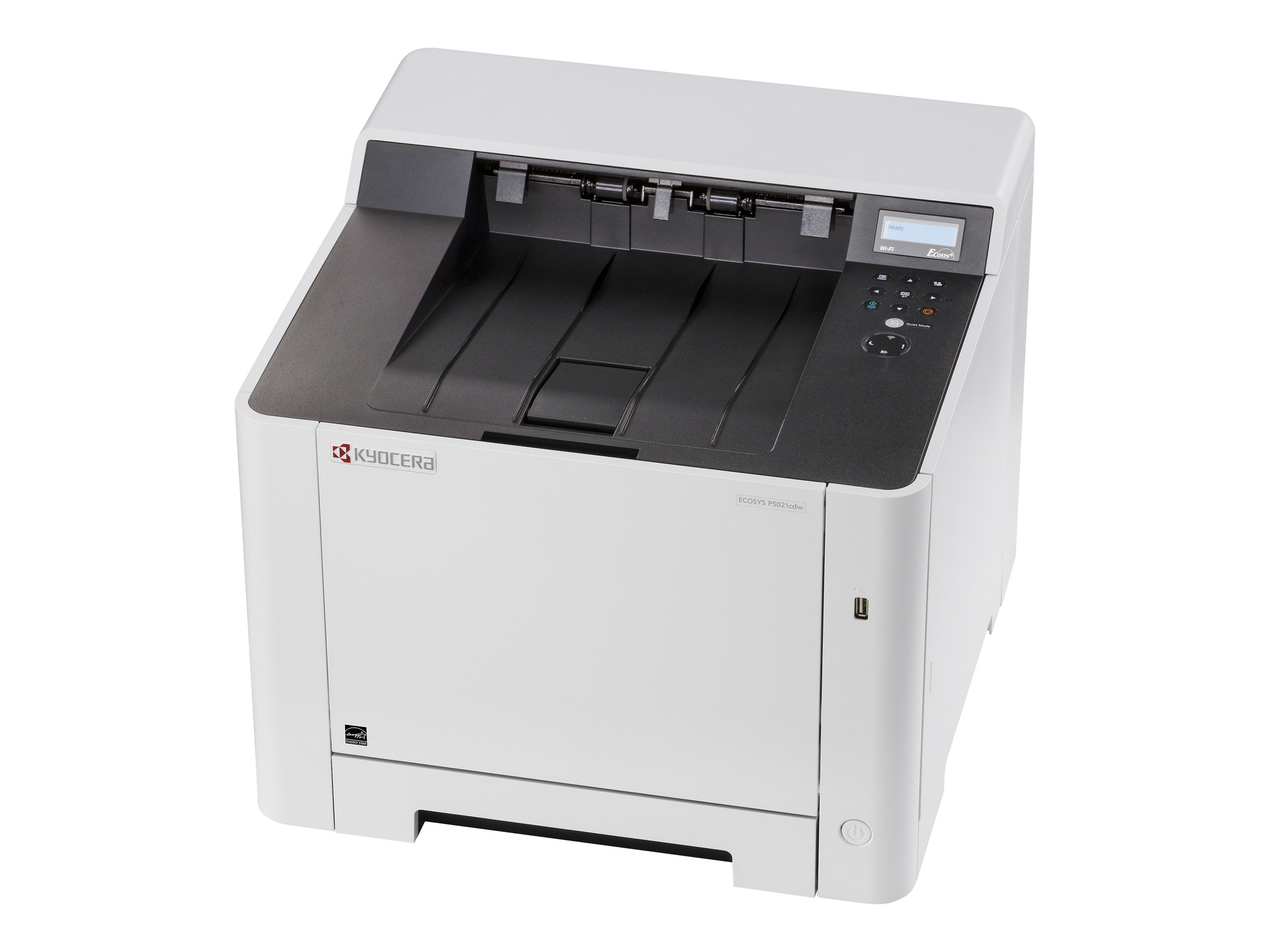 Kyocera ECOSYS P5021cdw - Printer - color - Duplex - laser - A4/Legal - 9600 x 600 dpi - up to 21 ppm (mono) / up to 21 ppm (color) - capacity: 300 sheets - USB 2.0, Gigabit LAN, USB host, Wi-Fi - image 2 of 4