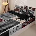 thumbnail image 3 of Erosebridal Vintage Woodland Pattern Zipper Twin Comforter Sets with Fitted Sheet and 2 Pillowcases,Deer And Bear Silhouette Zipper Bedding Set,Red Gray Beige,Black Reversible, 3 of 6