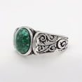 thumbnail image 3 of HIJONES Stainless Steel Big Green Gemstone Men's Ring Personality Antiqued Style Band Size 10, 3 of 4