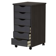 Adeptus Original Roll Cart, Solid Wood, 6 Drawer Roll Cart, Black