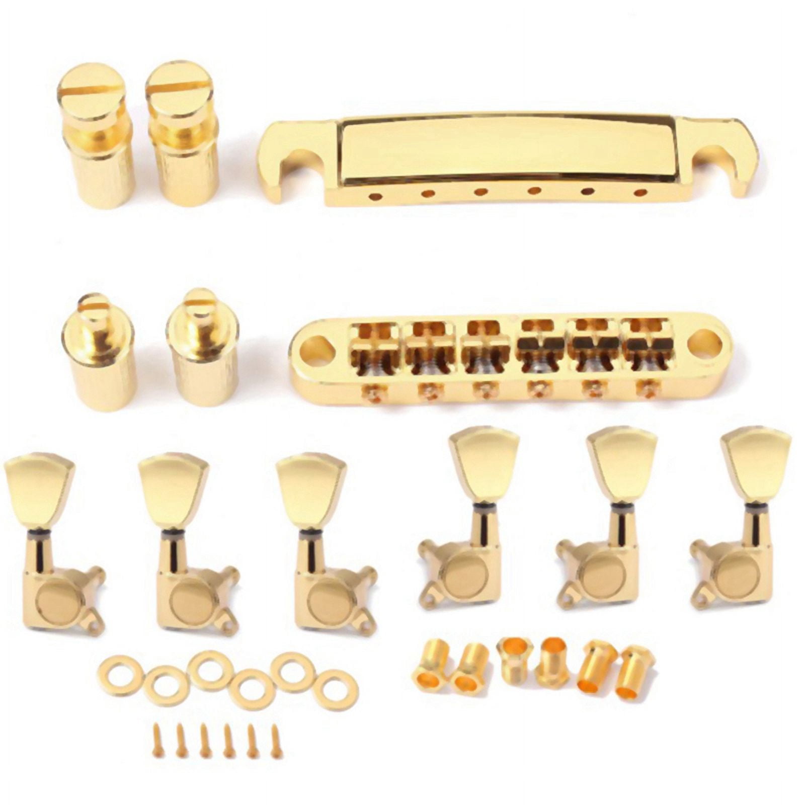 2 Set Gold String Saddle Tune-O- Bridge&Tailpiece for Gb Lp Style Electric Guitar