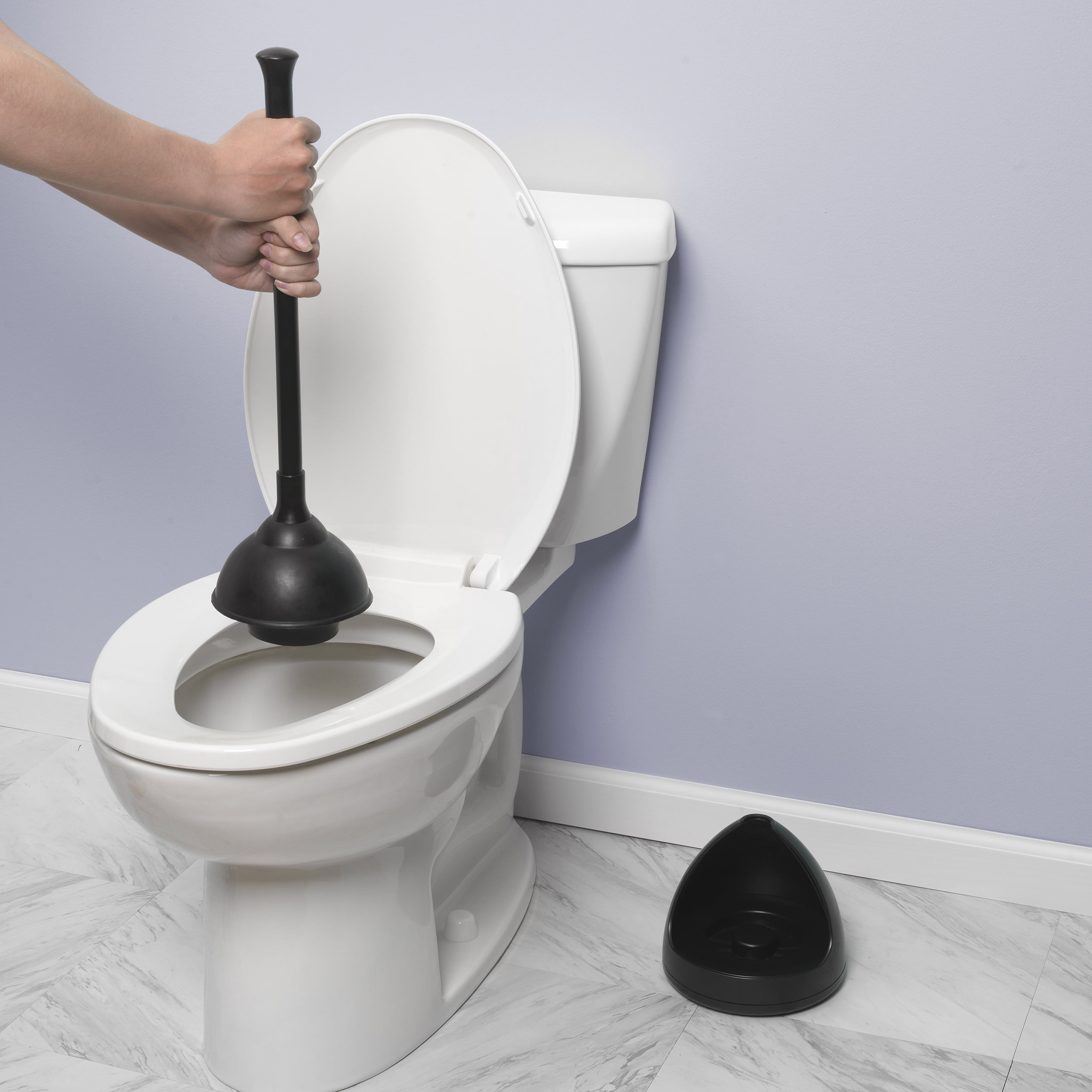 (2 pack) Plumb Craft Toilet Plunger with Twist Caddy Storage Holder - Black