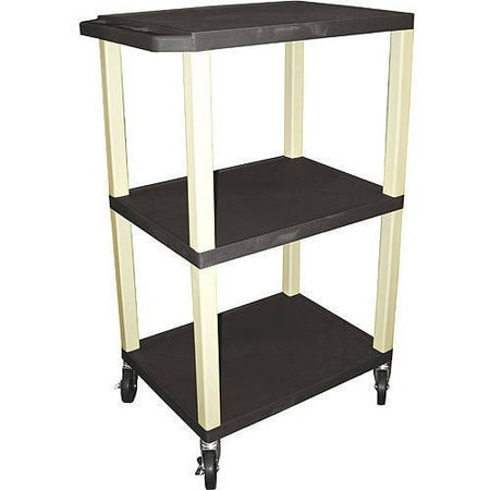 H. Wilson Tuffy A/V Cart 3 Shelves Includes Electric, Black Shelves and Putty Legs
