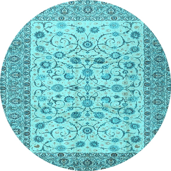 Ahgly Company Indoor Round Persian Light Blue Traditional Area Rugs, 7' Round