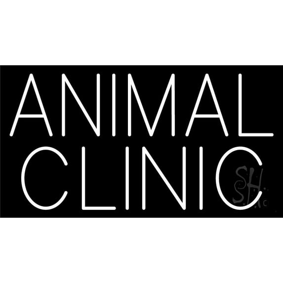 Animal Clinic Block LED Neon Sign 13" Tall x 24" Wide - inches Black Square Cut Acrylic Backing, with Dimmer - Premium built indoor Sign for Club, Home décor, Event, Workshop, Storefront.