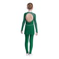 thumbnail image 2 of dPois Combinaison de Danse Intégrale pour Filles avec Strass Manches Longues Patinage Extensible Vert 8, 2 of 5
