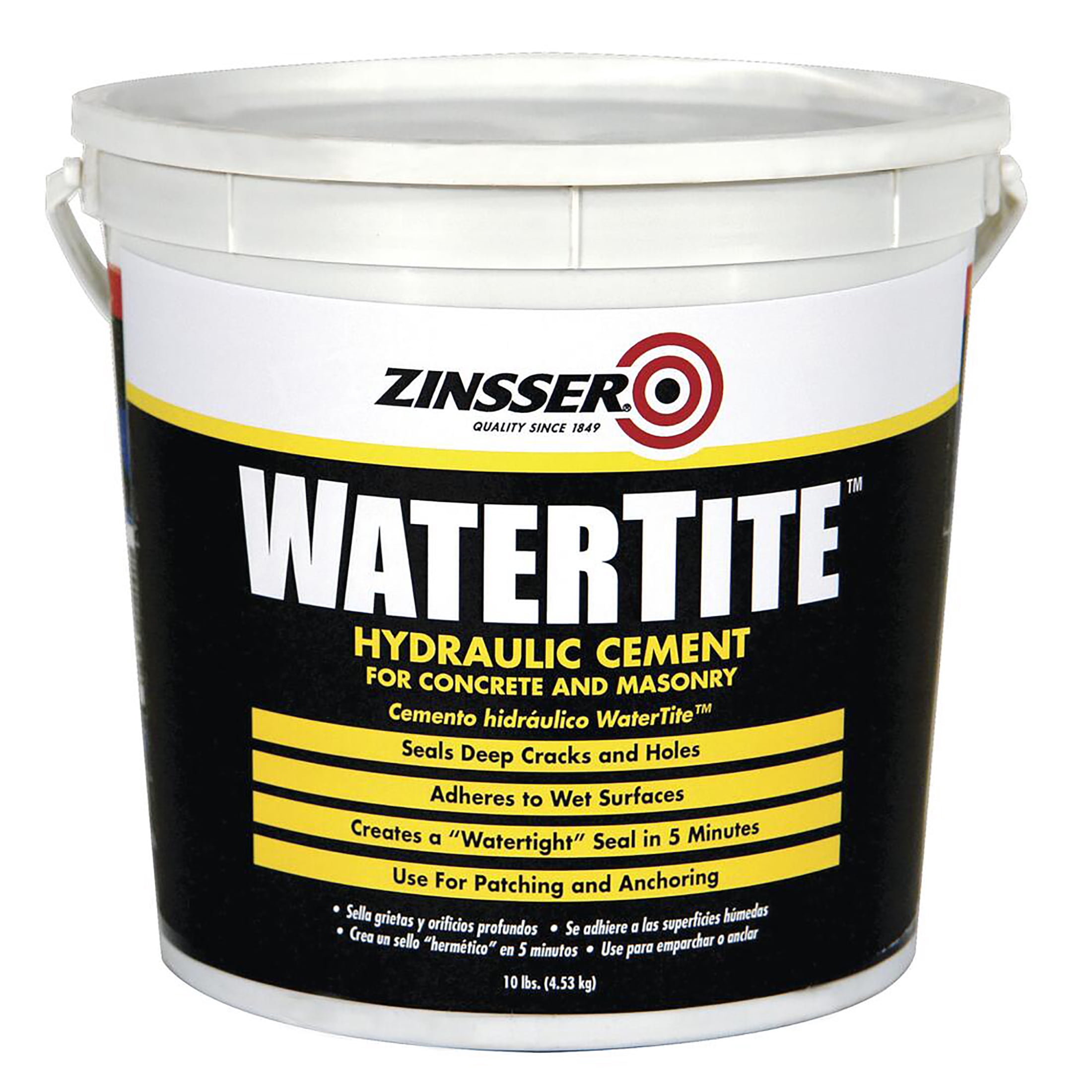 4 Pack, 10 Lb Pail, Zinsser WaterTite Concrete and Masonry Hydraulic Cement-5071DSV, Gray