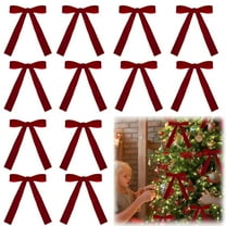12 Pcs Velvet Christmas Bows for Tree, Burgundy Velvet Ribbon Bows, Christmas Tree Decor, Velvet Christmas Ornaments, Vintage Garland Bows, Wedding & Holiday Decorations