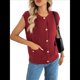 thumbnail image 3 of Suéter Sin Mangas para Mujer, Cárdigan de Crochet con Botones, Camisetas, Conjuntos Casuales de Verano de Moda 2025 Rojo S, 3 of 10