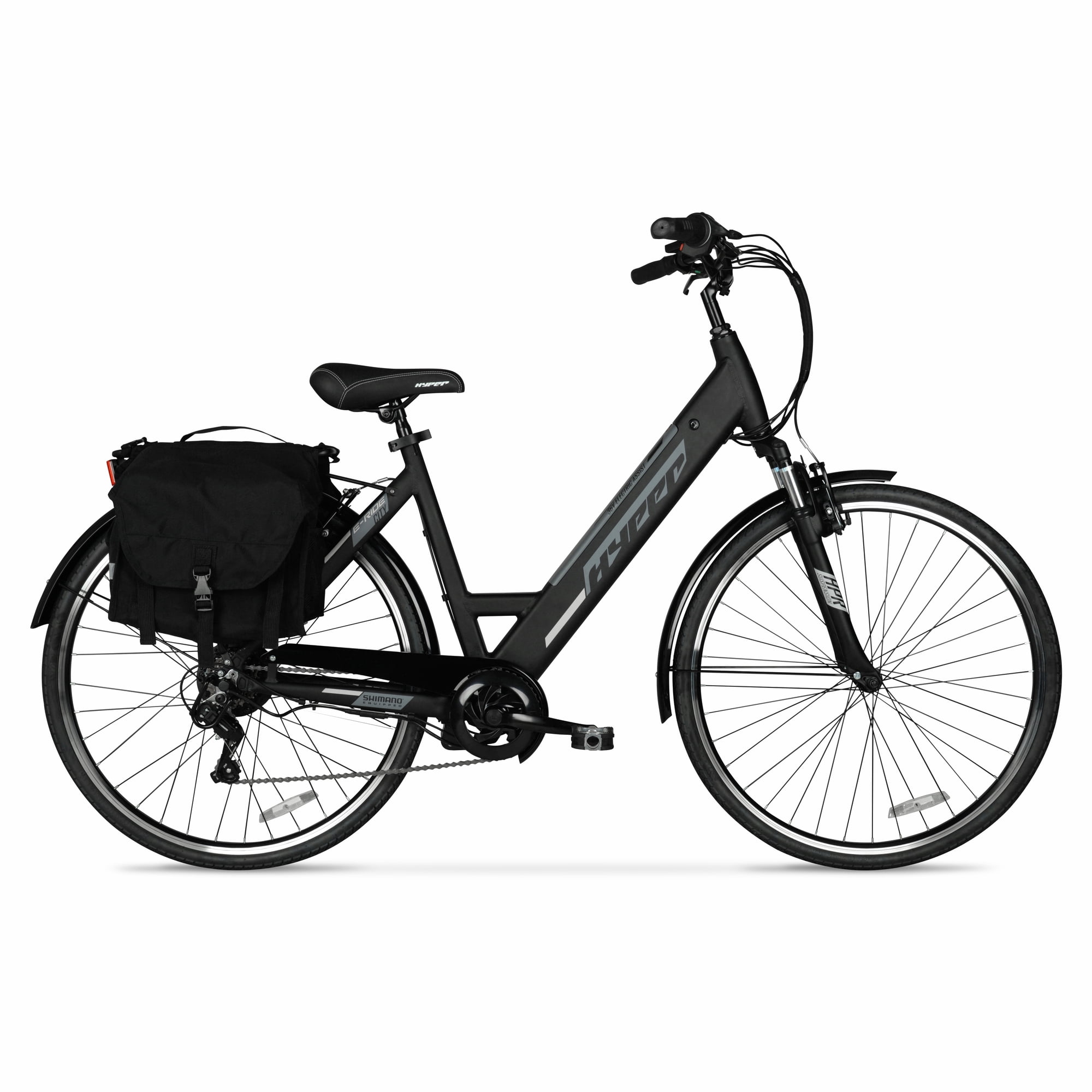 Hyper Bicycles 36V Class 2 700C Electric Commuter E-Bike, Adult Ages 13+, Pedal-Assist, 250W Motor, Black