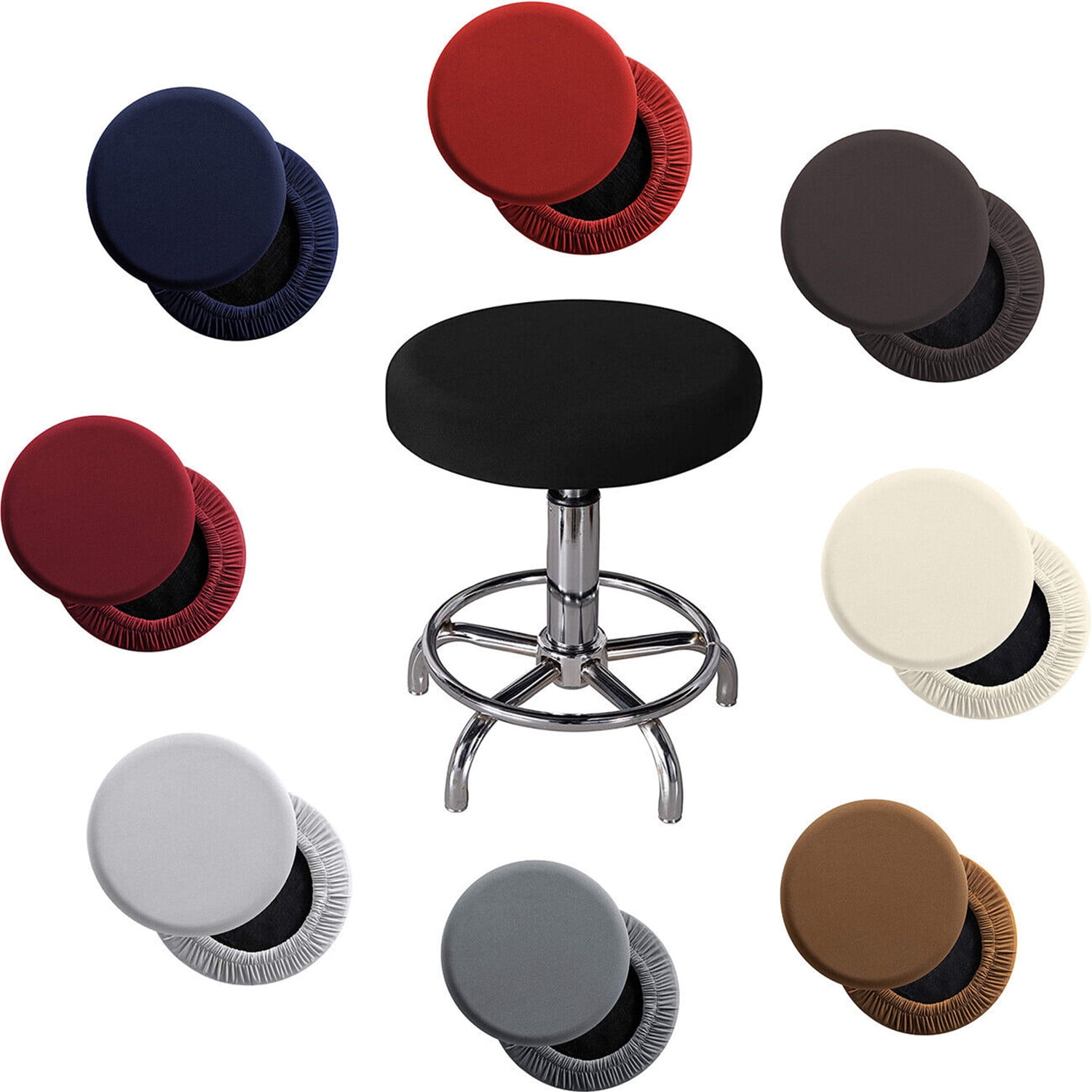 2Pack Round Stool Seat Cover, Washable Dustproof Slipcover for Swivel