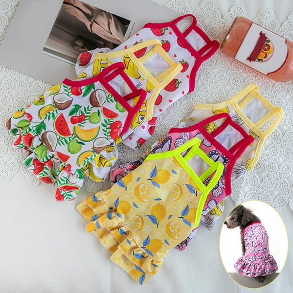 Visland Pet Vest Comfortable to Wear Delicate Polyester Pineapple Banana Pet Summer Clothes for Spring