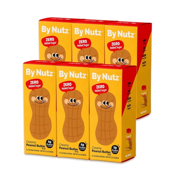 By Nutz Peanut Butter Squeeze Packs 20g x 18packs, High Oleic, No Added Sugar, High Protein