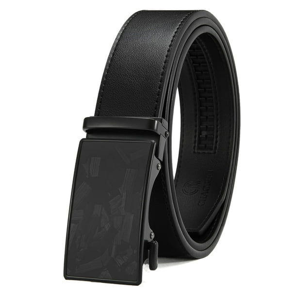 Cinturón Masculino CHAOREN con Hebilla de Ráqueta de Cuero Negro de 3,5 cm de ancho