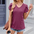 thumbnail image 2 of hoksml Summer Clothes for Women, Running Sports T-Shirts Fashionable Round Neck Patchwork Sleeves Solid Color Short Sleeved Top 2025 on Clearance, 2 of 5