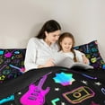 thumbnail image 5 of Manfei Teens Neon Guitar Bedding Comforter Set, Hip Hop Pop Music Twin Comforter Sets, Dreamy Cartoon Stars Reversible Bedding Set, Super Cozy Room Decor, 2 Pieces, 5 of 8