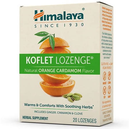 Himalaya Koflet Lozenges, Orange .. Cardamom Flavor, Natural Herbal .. Cough Drop for Warming .. Relief and Soothing Throat .. Comfort, 130 mg, 20 .. Count