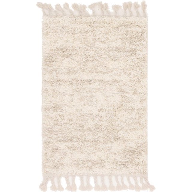 Unique Loom Hygge Shag Peluche & Tapis de Zone Confortable 2' 2 x 3' Rectangle Ivoire/tan