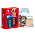 thumbnail image 1 of 2021 Nouveau Modèle Nintendo Switch OLED Rouge Néon & Bleu Joy Con Console 64GB Écran HD & Station d'Accueil avec Port Lan avec Super Bomberman R et Manette Sans Fil Mytrix Switch Pro et Accessoires, 1 of 5